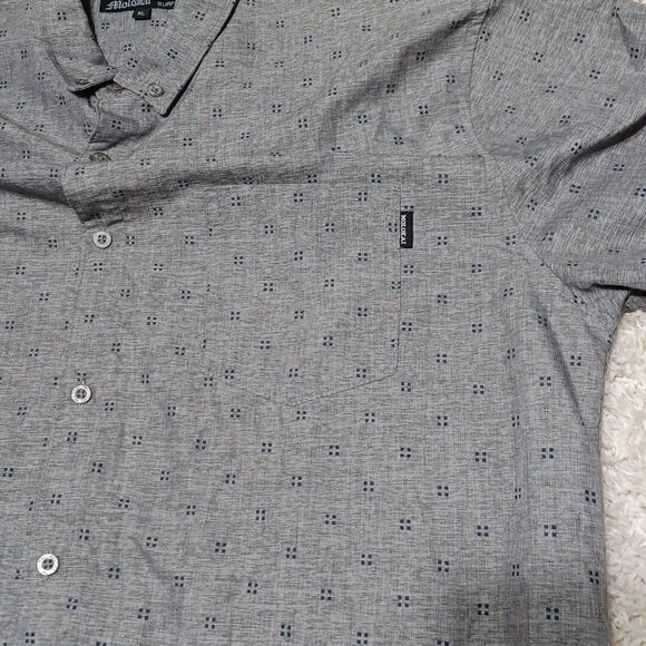 Molokai Surf Co Shirt Men's XL Grey Print Button Up Collared Surfing Beach - Picture 4 of 6